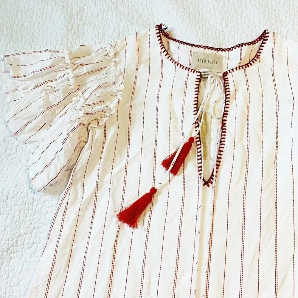 Anthropologie Moon River Size Xs Ira Tasseled Mini Dress Cover Up New! - Picture 4 of 7